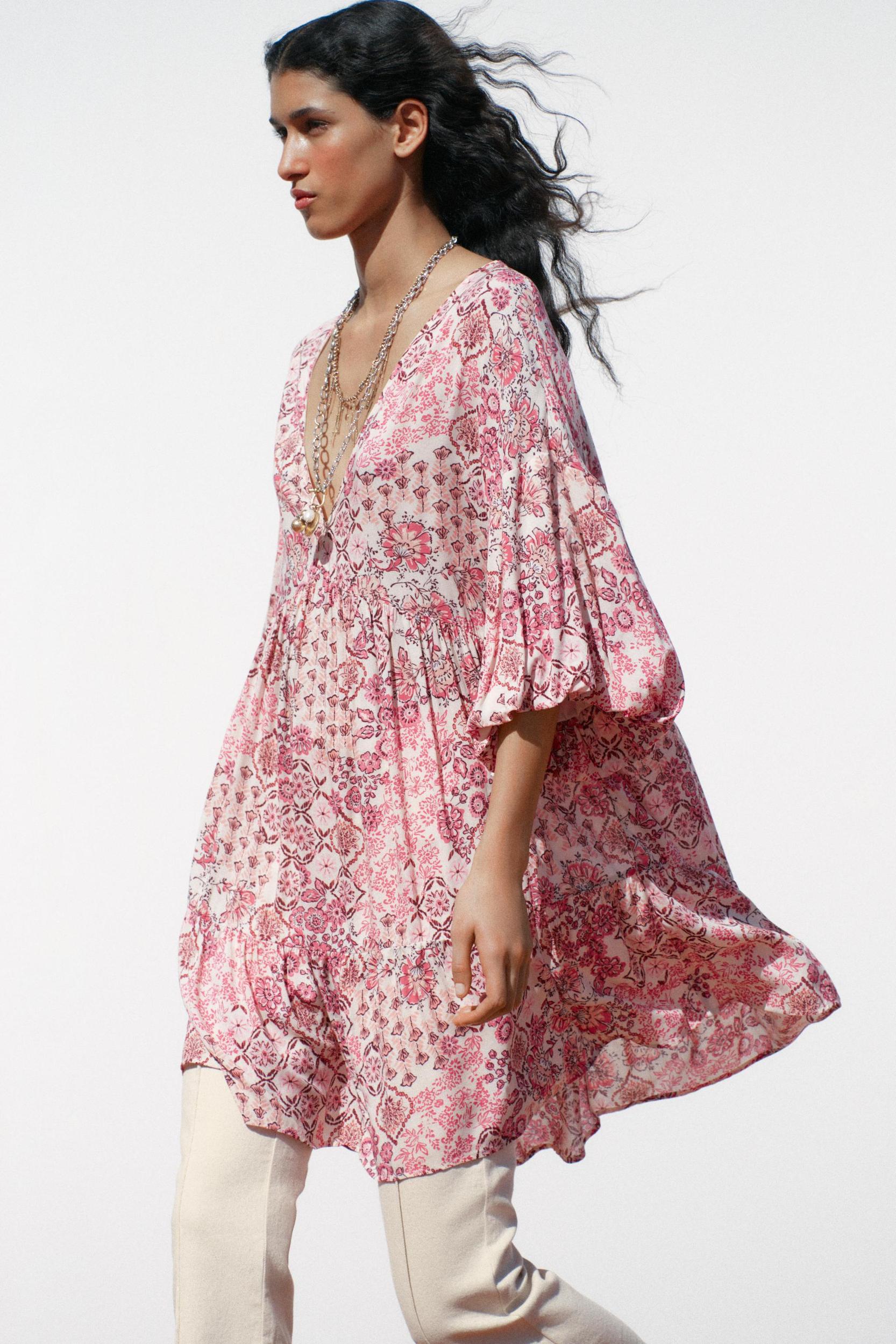 PUFF SLEEVE PRINT DRESS Product Image