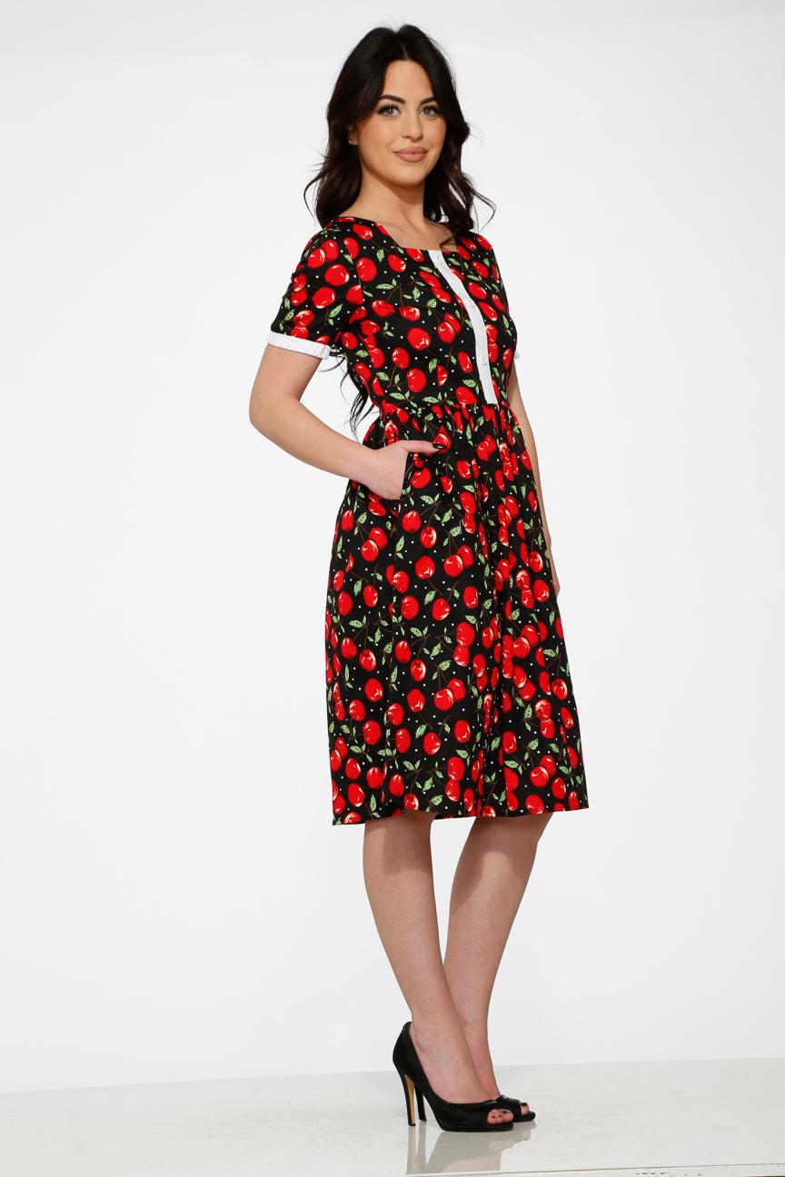 Black & Red Cherry Dress Product Image