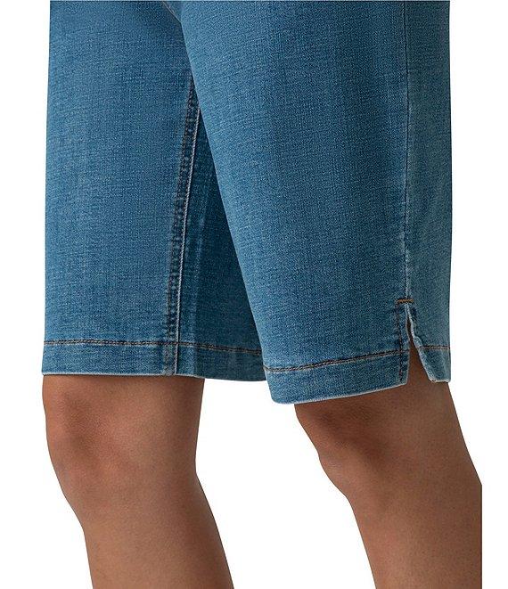 HUE Crosshatch Mis-Rise Denim Bermuda Shorts Product Image