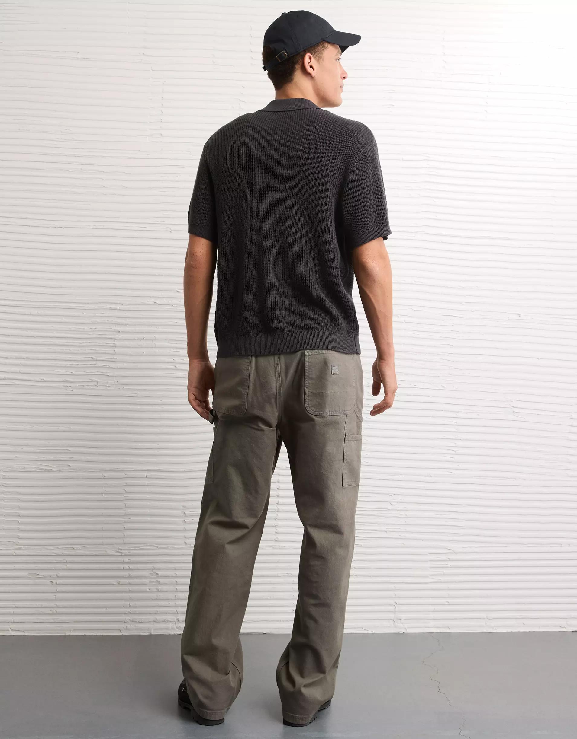 AE Shaker Button-Up Sweater Polo Shirt Product Image