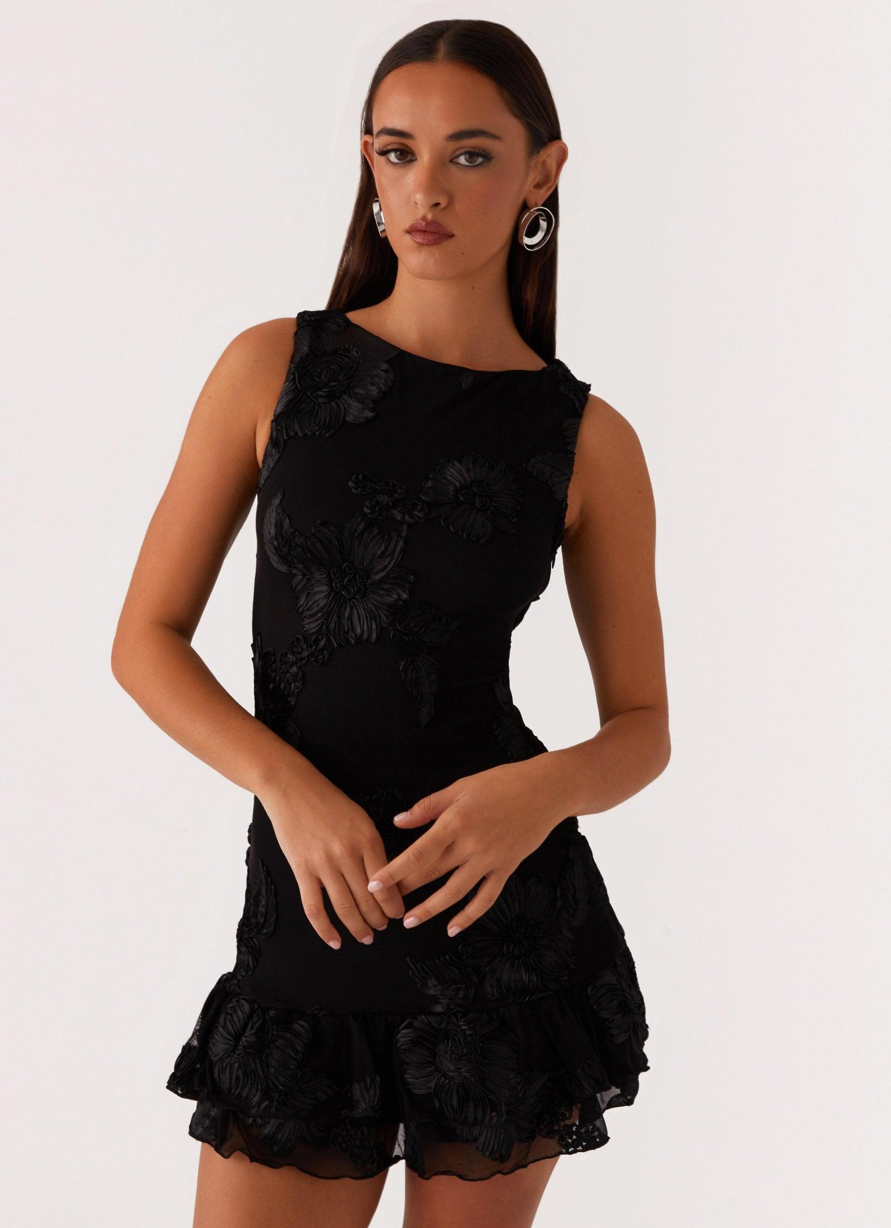 Last Dance High Neck Mini Dress - Black Product Image
