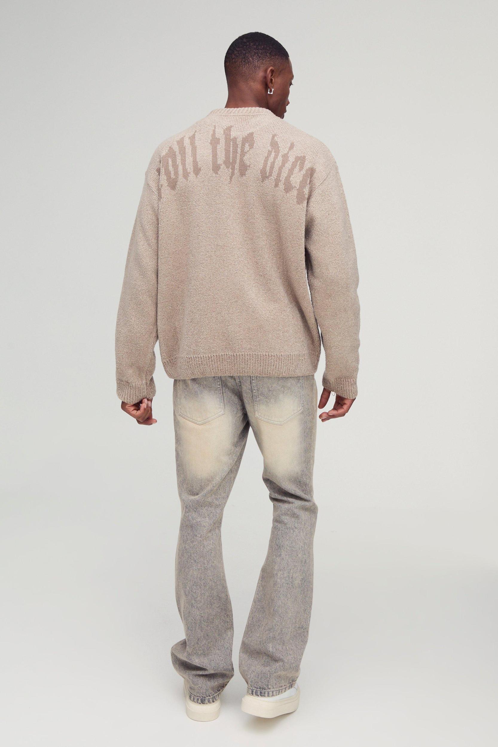 Oversized Boxy Dice Graphic Brushed Knitted Sweater | boohooMAN USA Product Image