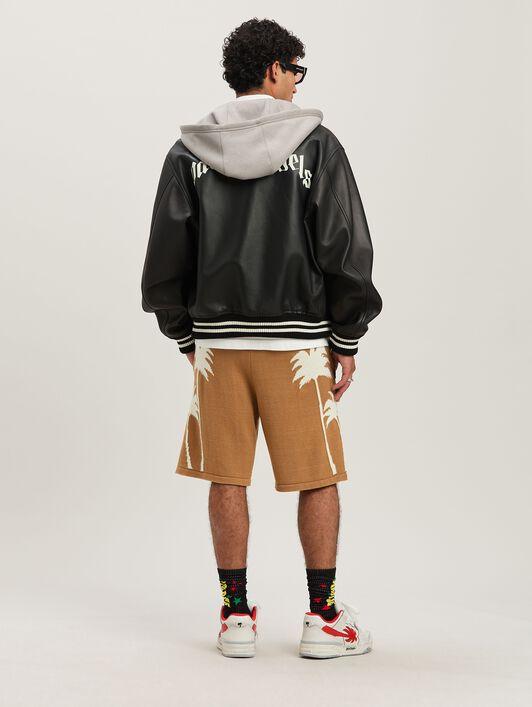 CURVED LOGO LEATHER BOMBER BLACK - OFF W Product Image