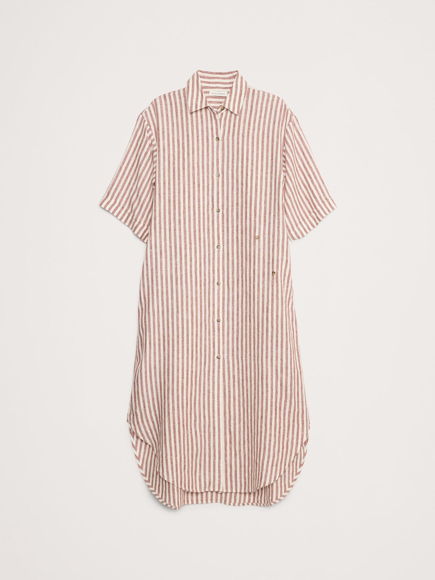 Linen Asymmetrical Shirt Dress Product Image