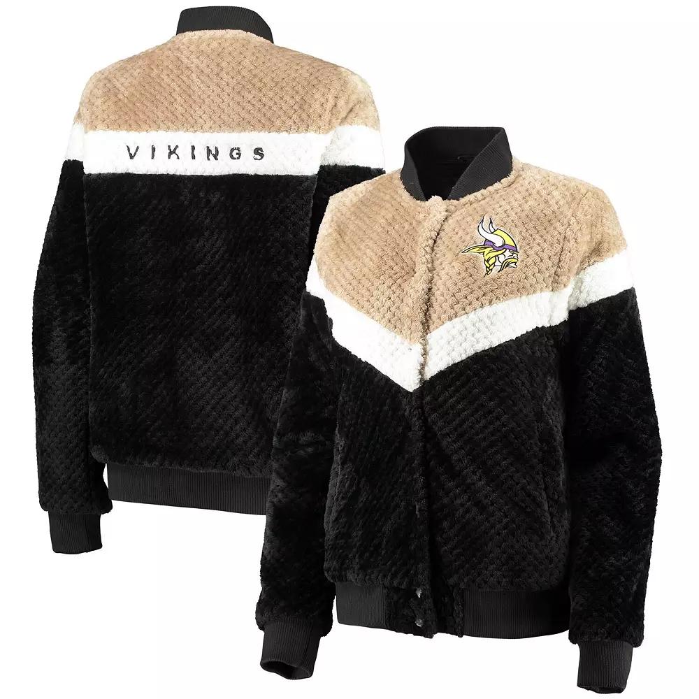 Women's G-III 4Her by Carl Banks Black/Cream Minnesota Vikings Riot Squad Sherpa Full-Snap Jacket, Size: Small Product Image