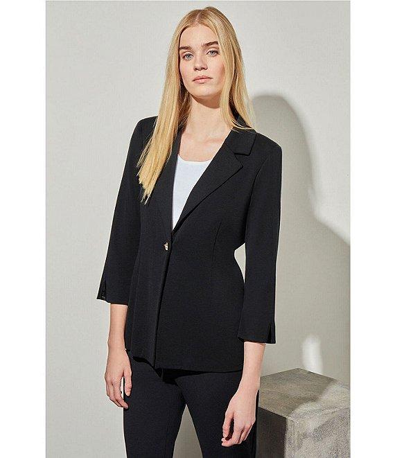 Ming Wang Notch Lapel 3/4 Sleeve One Button Knit Jacket Product Image