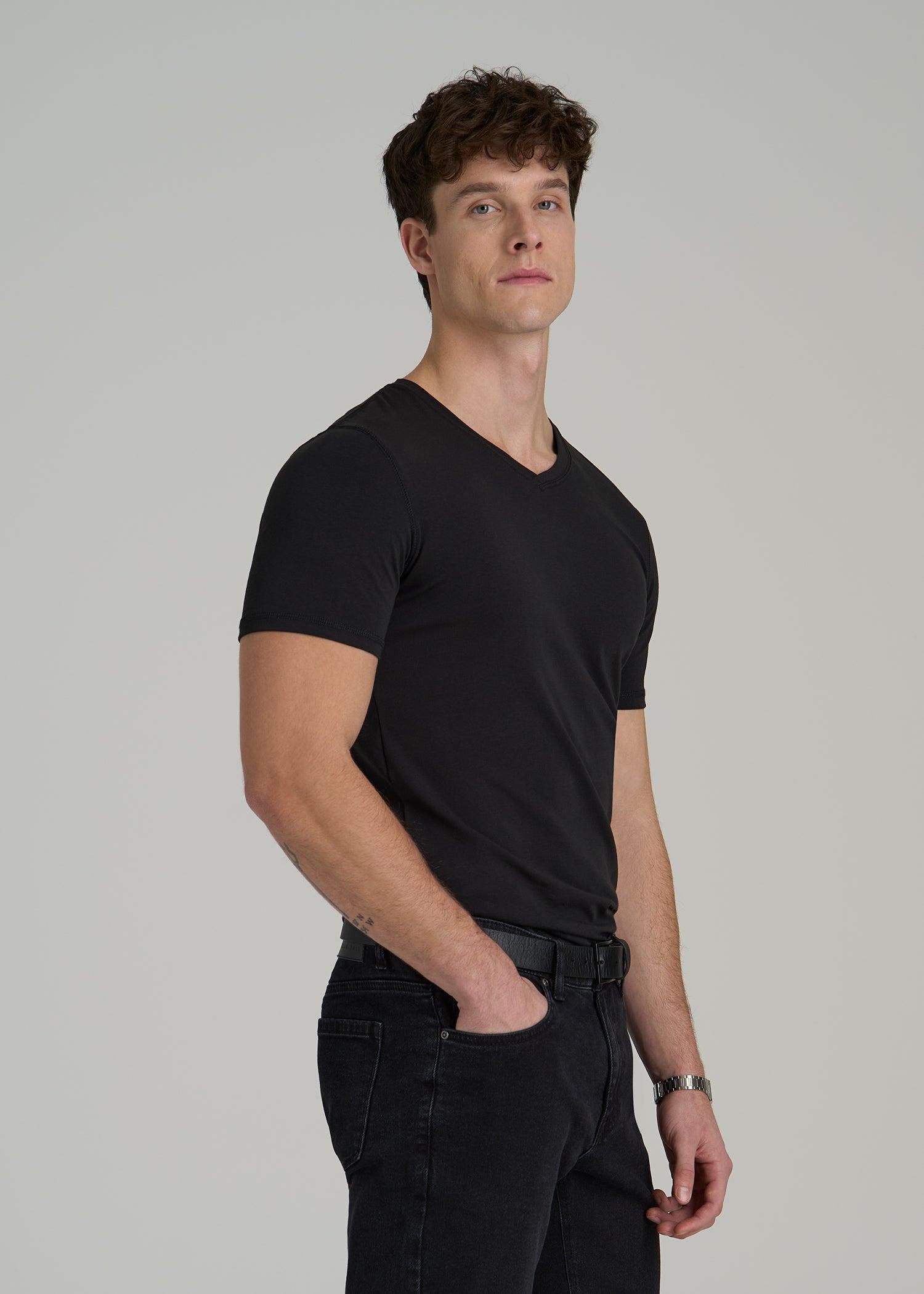 The Essential SLIM-FIT V-Neck Tee for Tall Men in Black Male Product Image