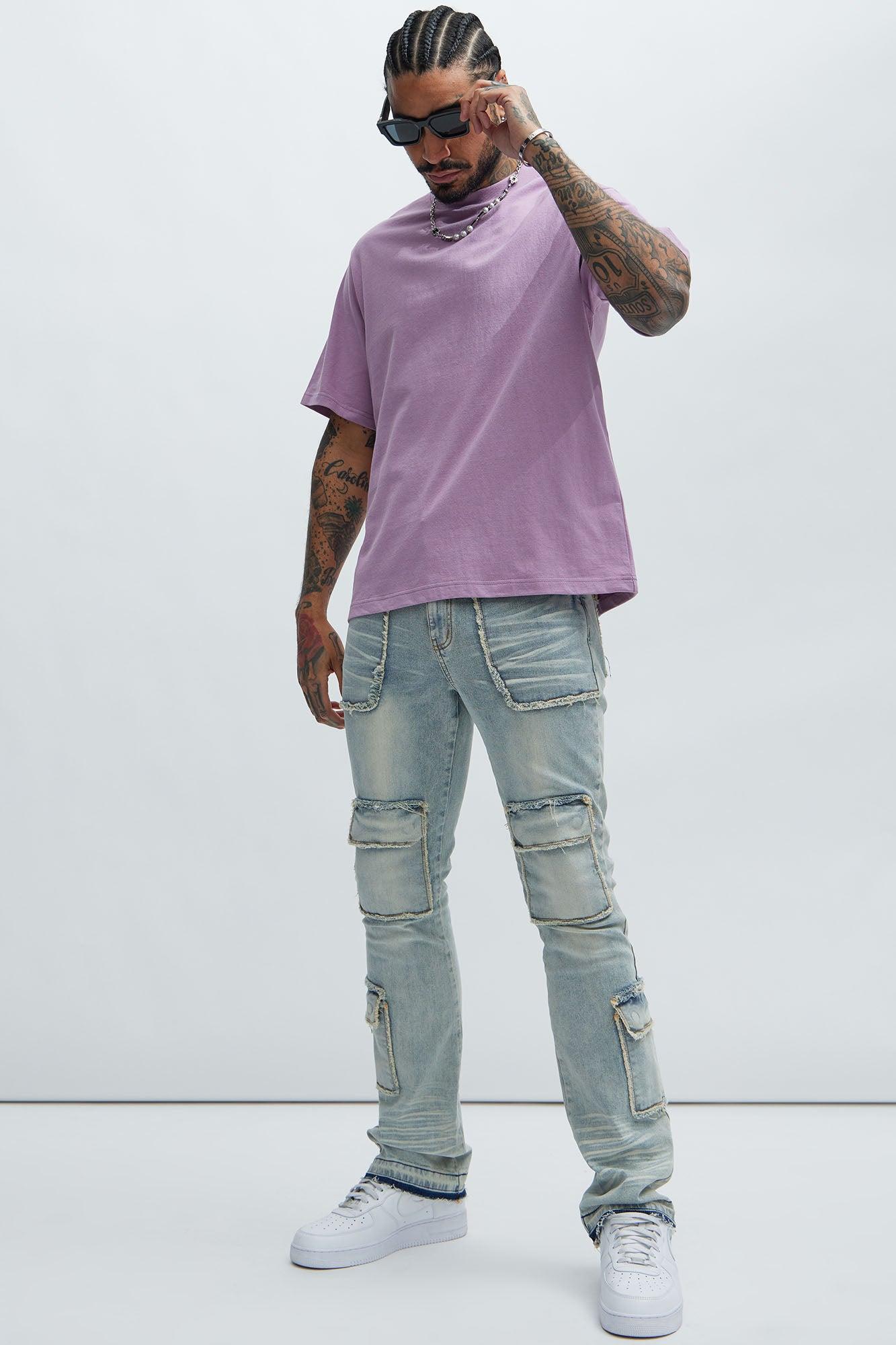 Oversized Heavyweight Short Sleeve Tee - Purple Product Image