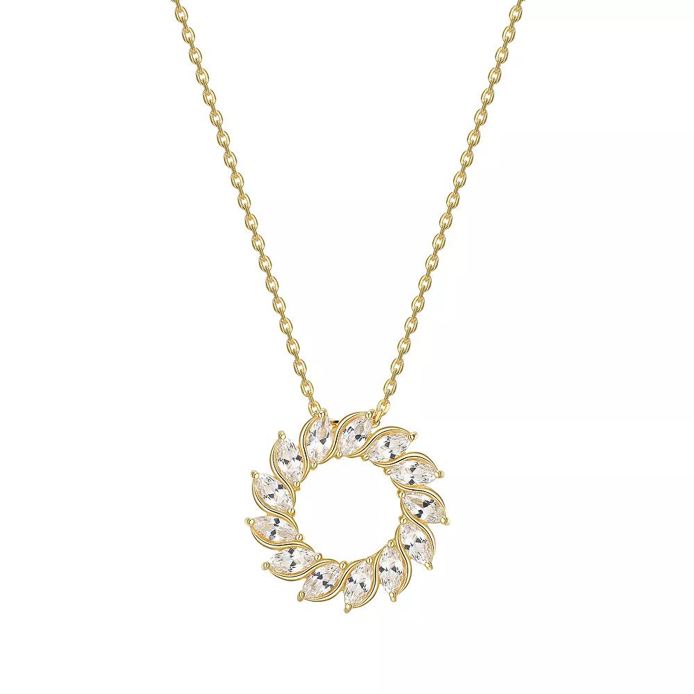 18K Gold Over Silver Created White Sapphire Starburst Pendant, Women's, Size: 18", Gold Tone Product Image