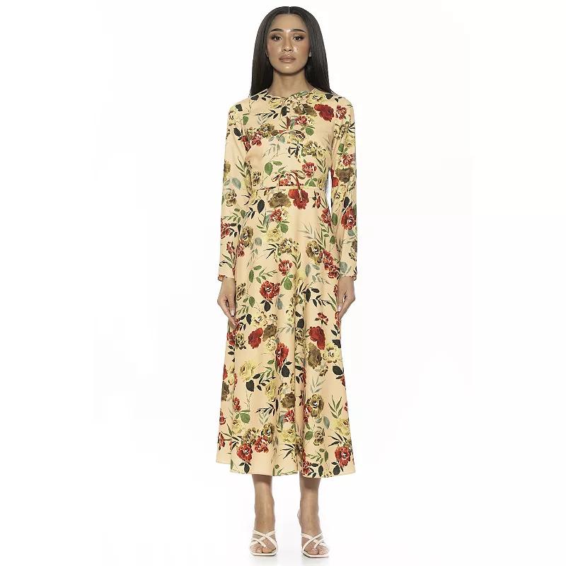 Women's ALEXIA ADMOR Ophelia Crewneck Long Sleeve Fit And Flare Midi Dress,  Product Image
