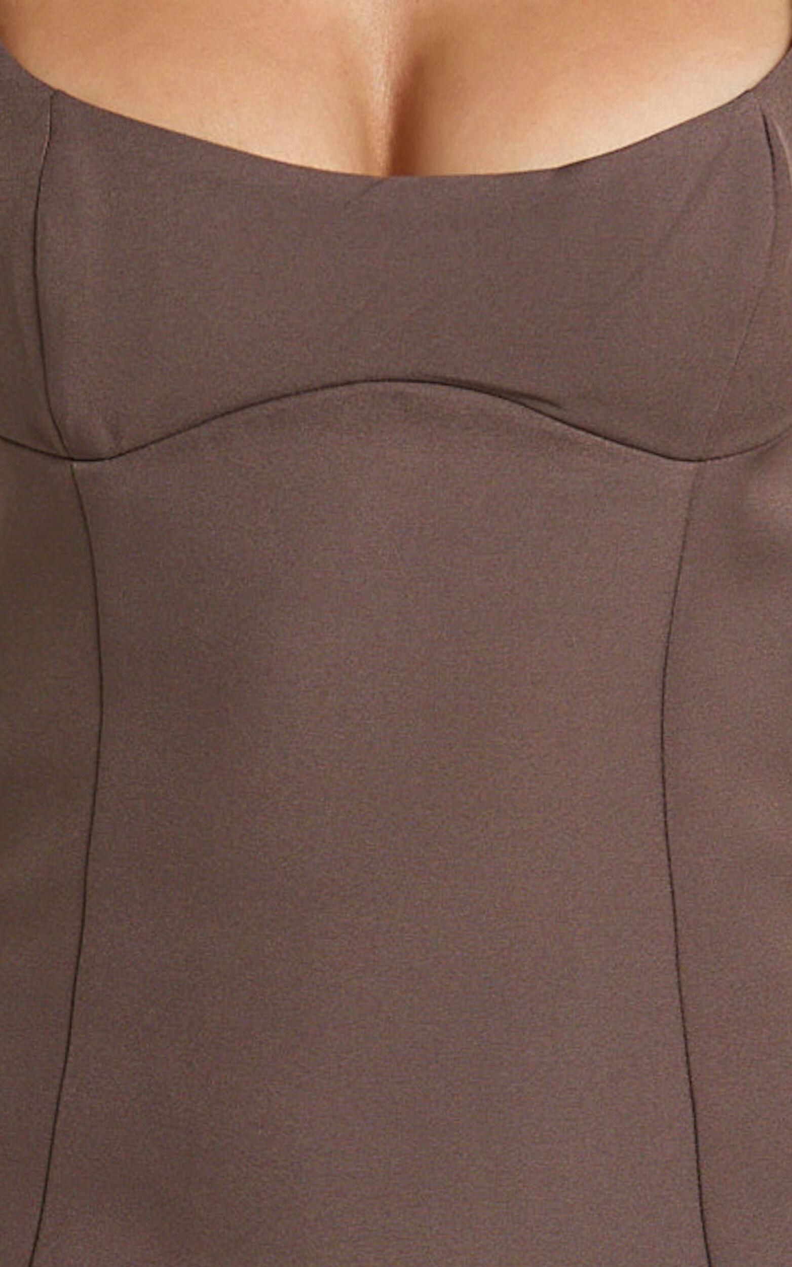 Aretha Mini Dress - Corset Panel Dress in Mocha Product Image