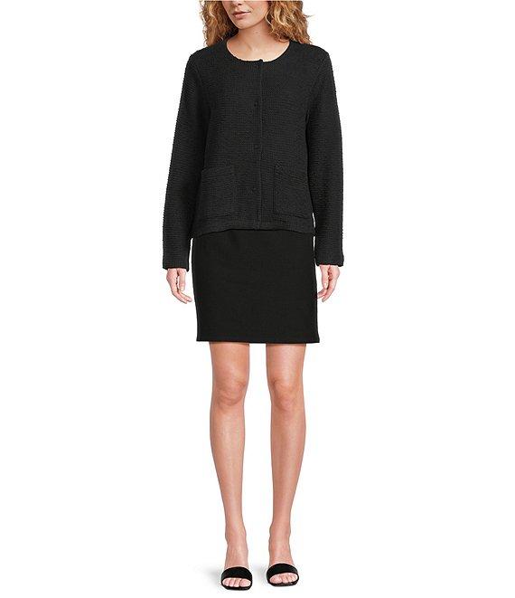 Eileen Fisher Organic Cotton Boucle Round Neck Long Sleeve Jacket Product Image