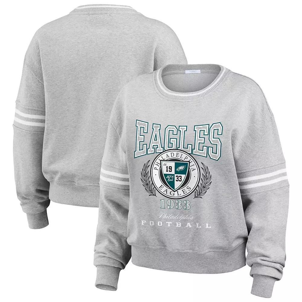 Women's WEAR by Erin Andrews Heather Gray Philadelphia Eagles Pullover Sweatshirt,  Product Image