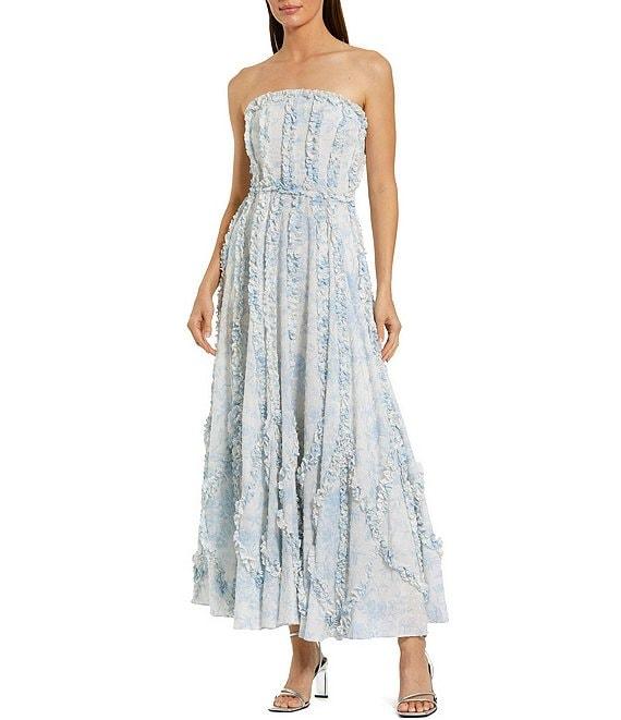 Mac Duggal Strapless Floral Ruffled Gown Product Image