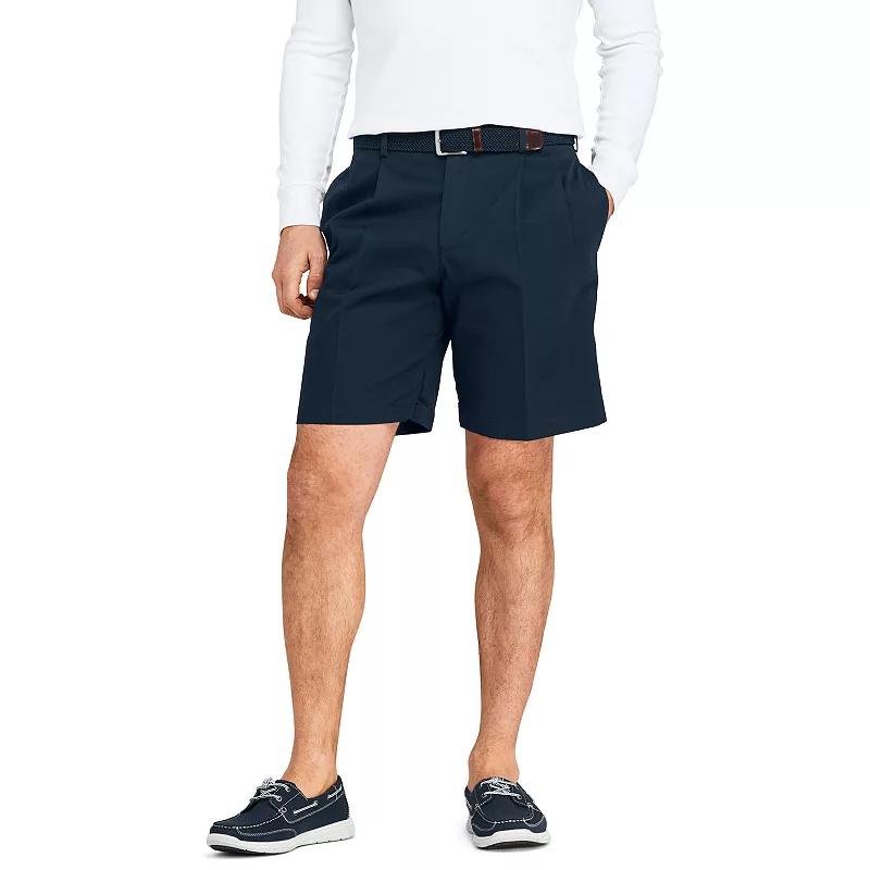 Mens Lands End Classic-Fit 9-inch Pleated No-Iron Chino Shorts Radiant Blue Product Image
