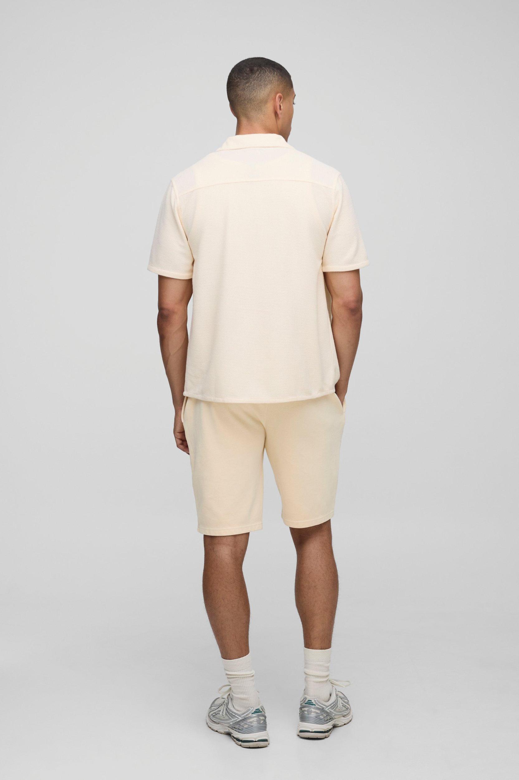 Regular Fit Honeycomb Waffle Revere Shirt | boohooMAN USA Product Image