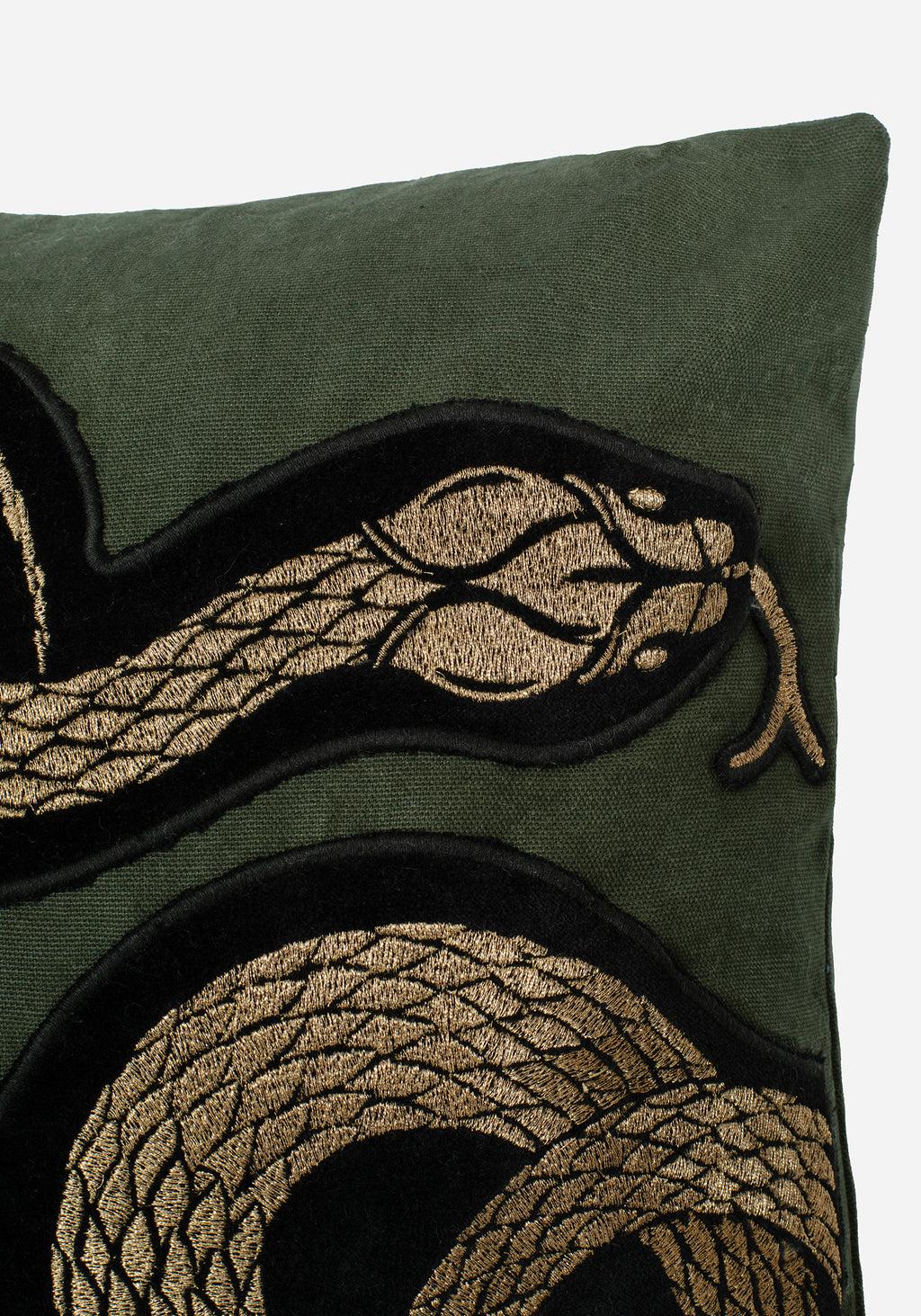 Zarina Snake Embroidered Velour Throw Cushion Product Image