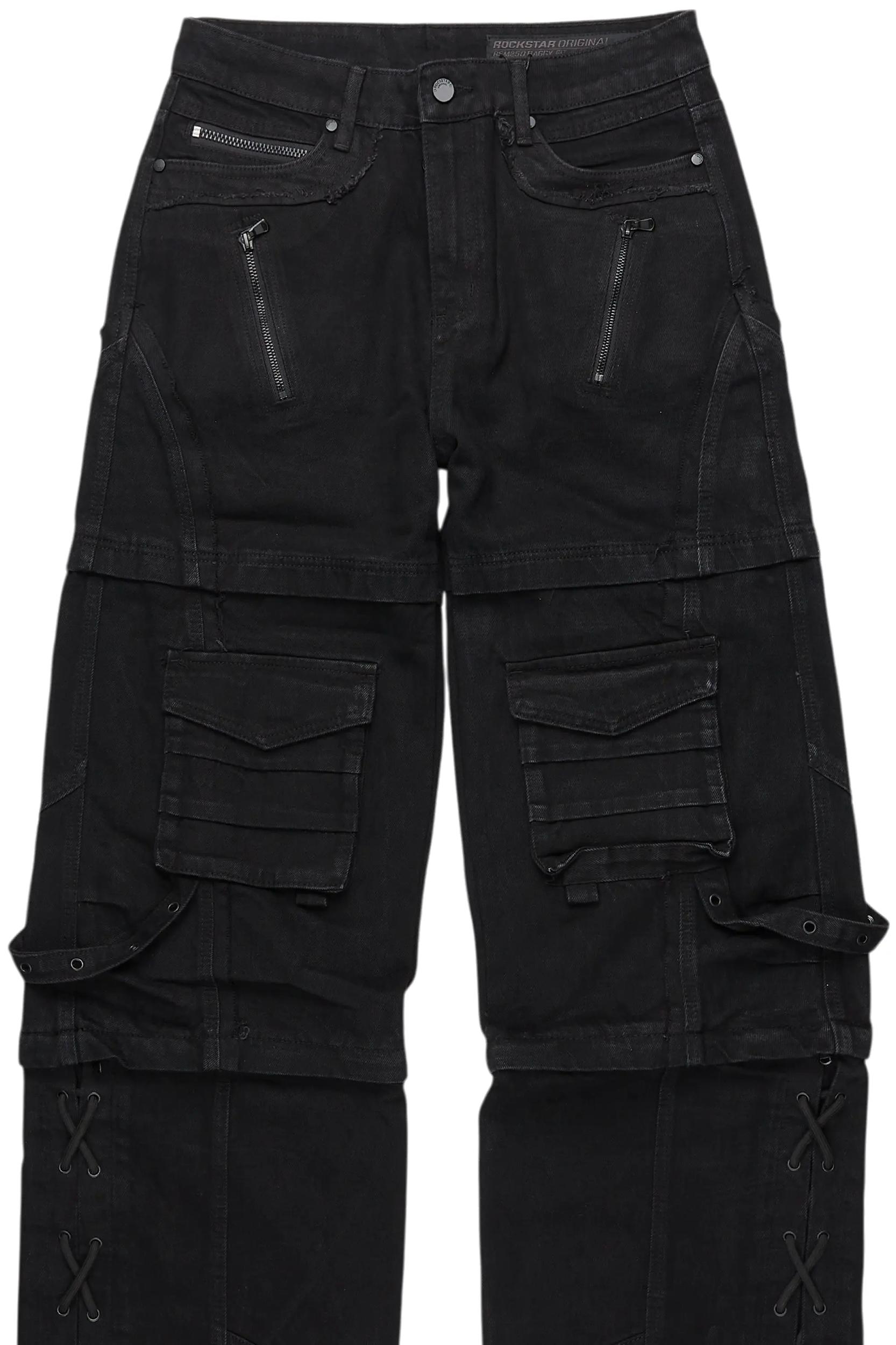 Three Maxi Jet Black Baggy Fit Jean Male Product Image