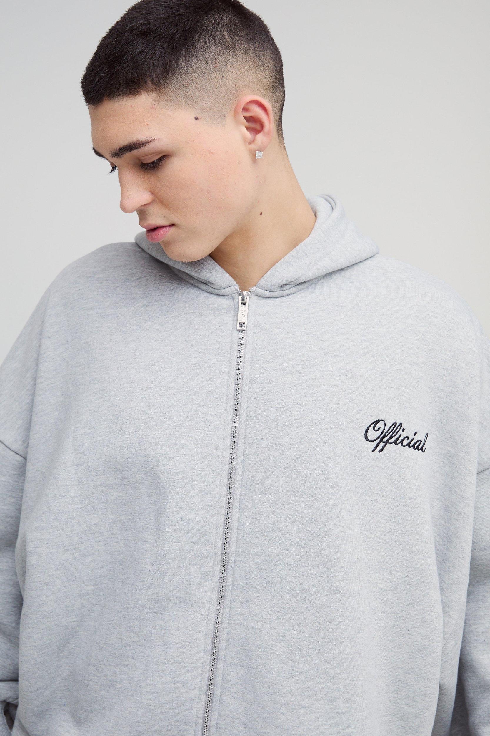 Extreme Oversized Boxy Zip Through Hoodie & Wide Leg Tracksuit | boohooMAN USA Product Image