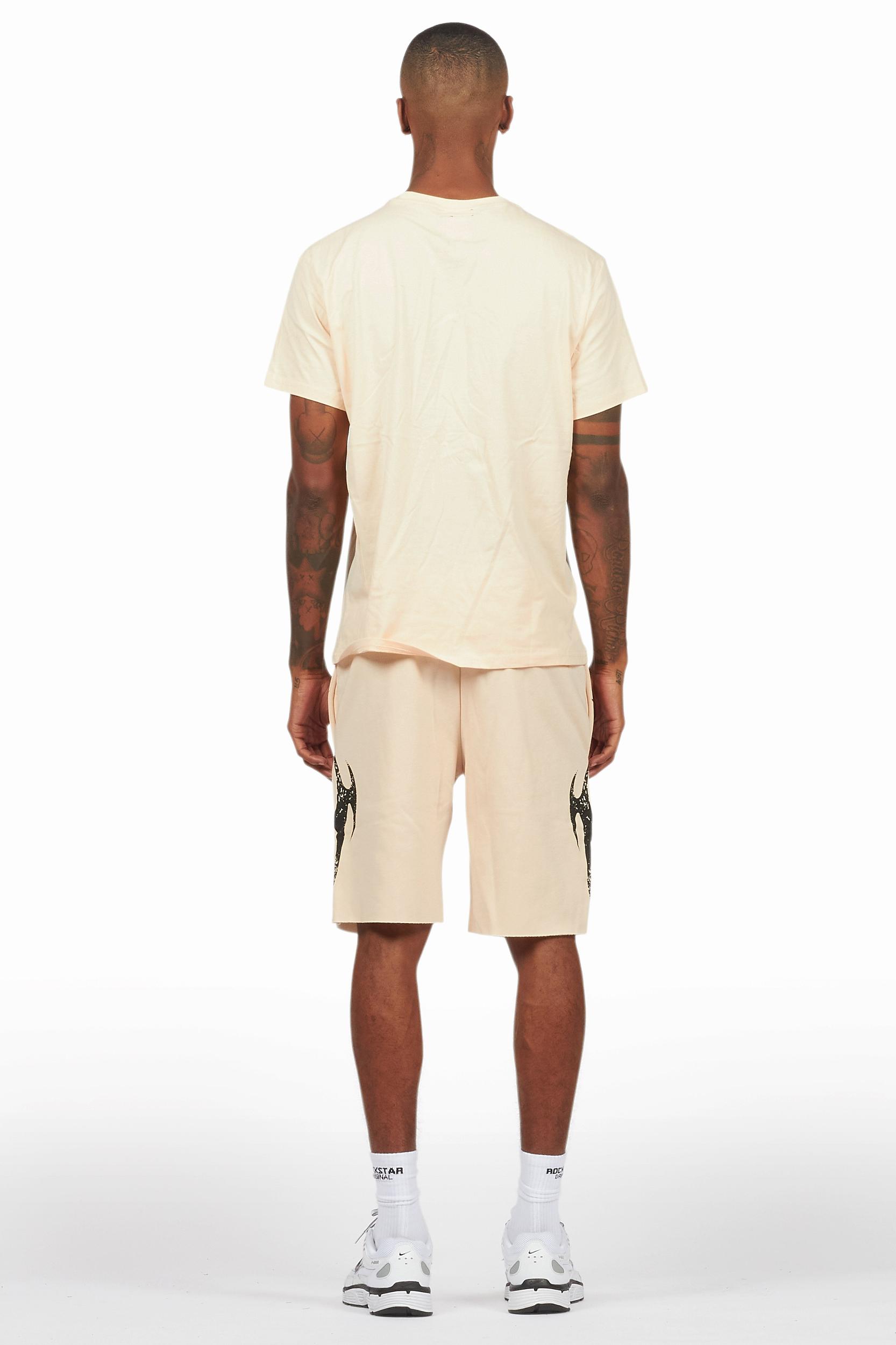 Members Beige T-Shirt/Short Set Male Product Image