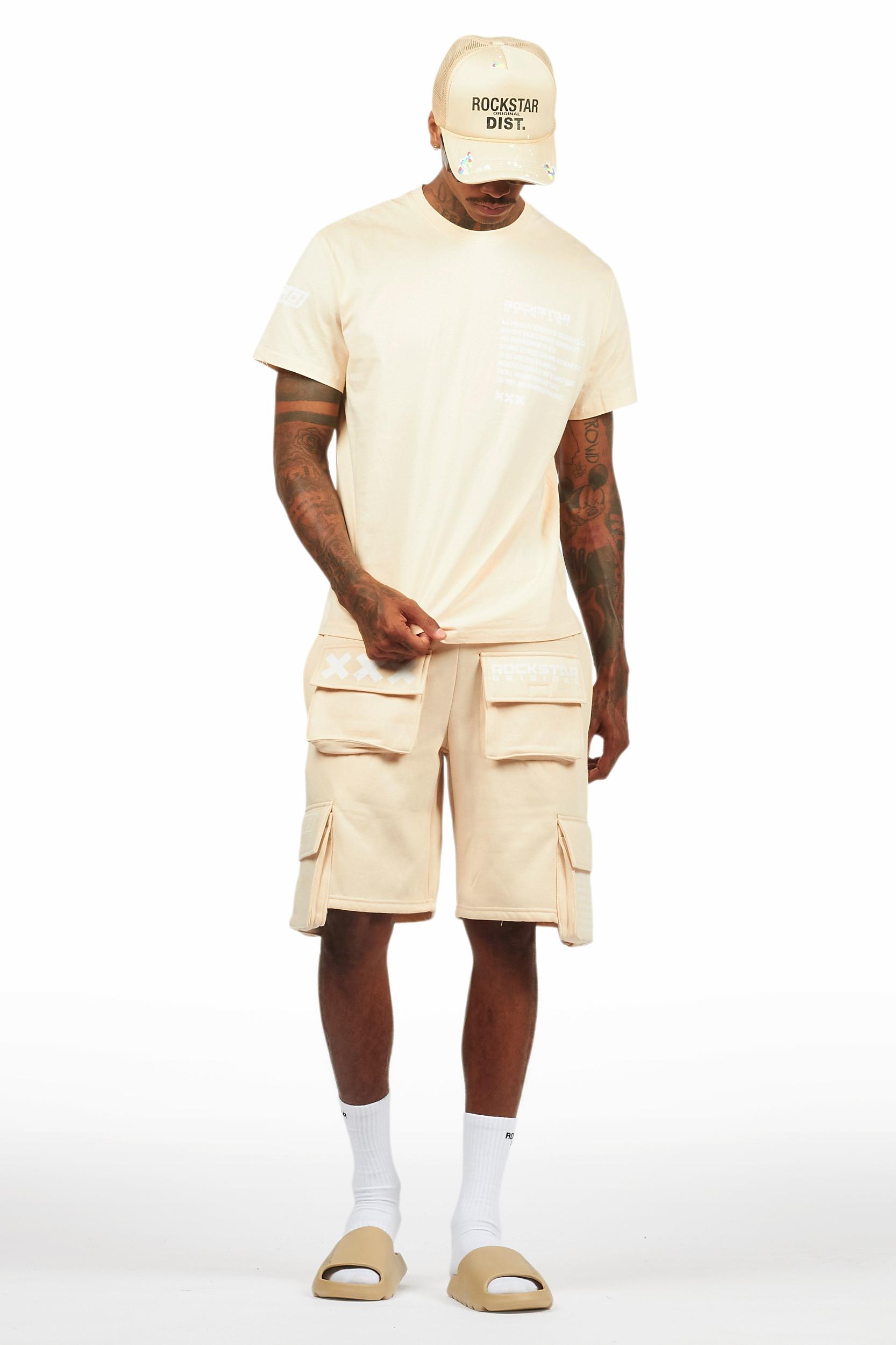 Jash Beige/White Short Set Male Product Image