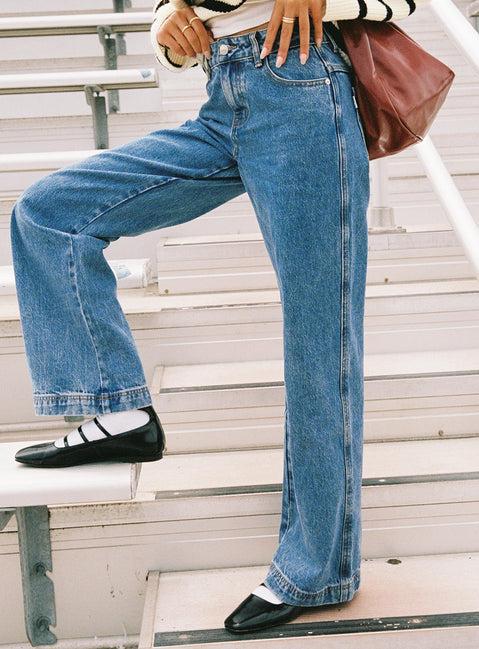 Jankins Low Rise Straight Leg Jeans Mid Wash Product Image