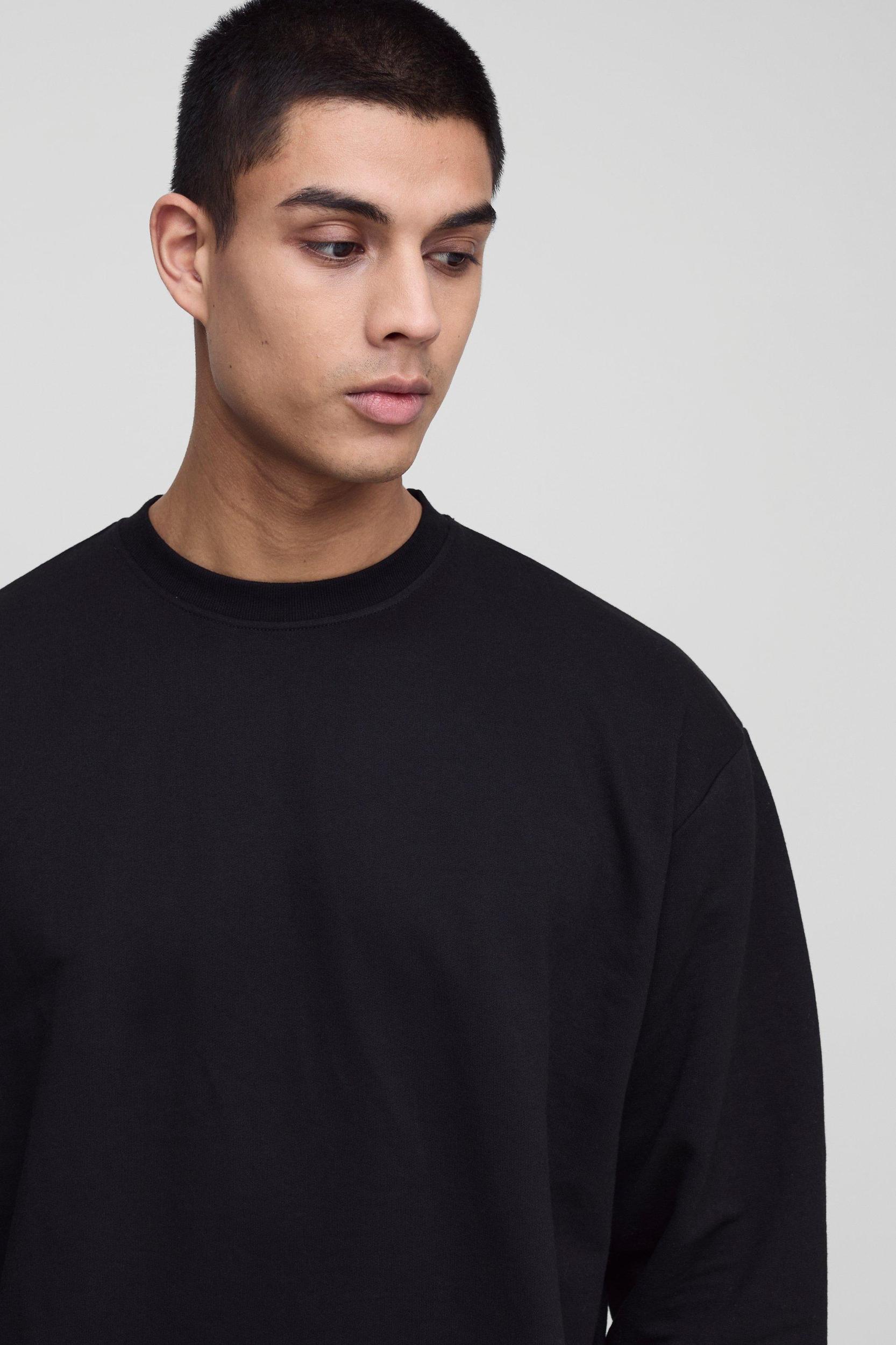 Tall 260GSM Loopback Oversized Fit Basic Sweat | boohooMAN USA Product Image