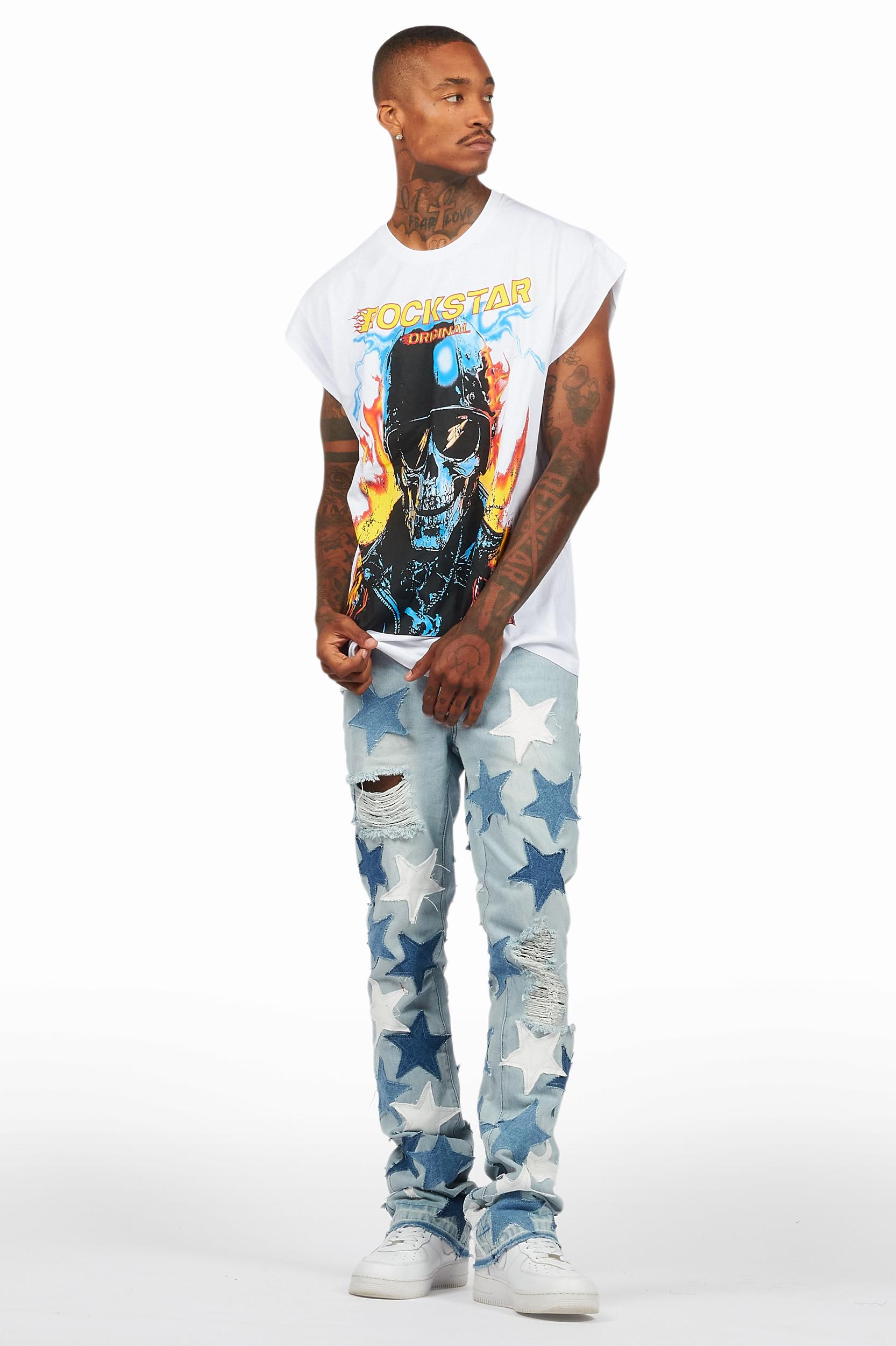 StarLane Light Blue Stacked Flare Jean Male Product Image