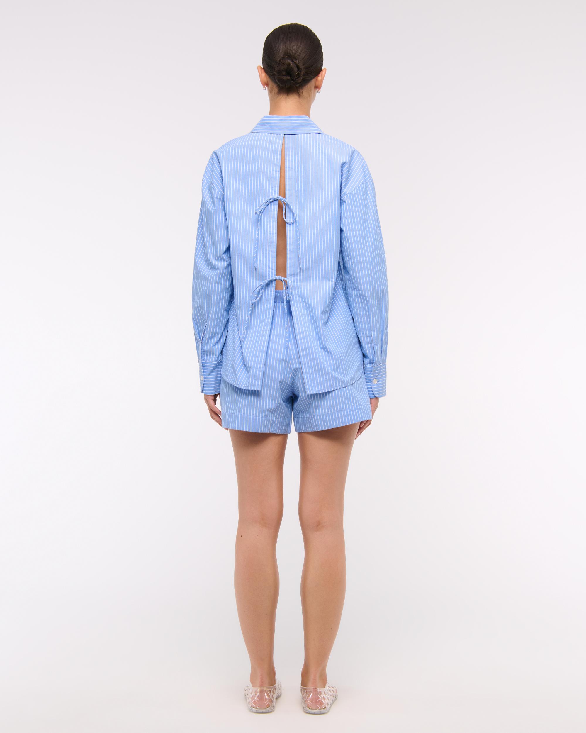 Oversized Tie-Back Poplin Shirt Product Image