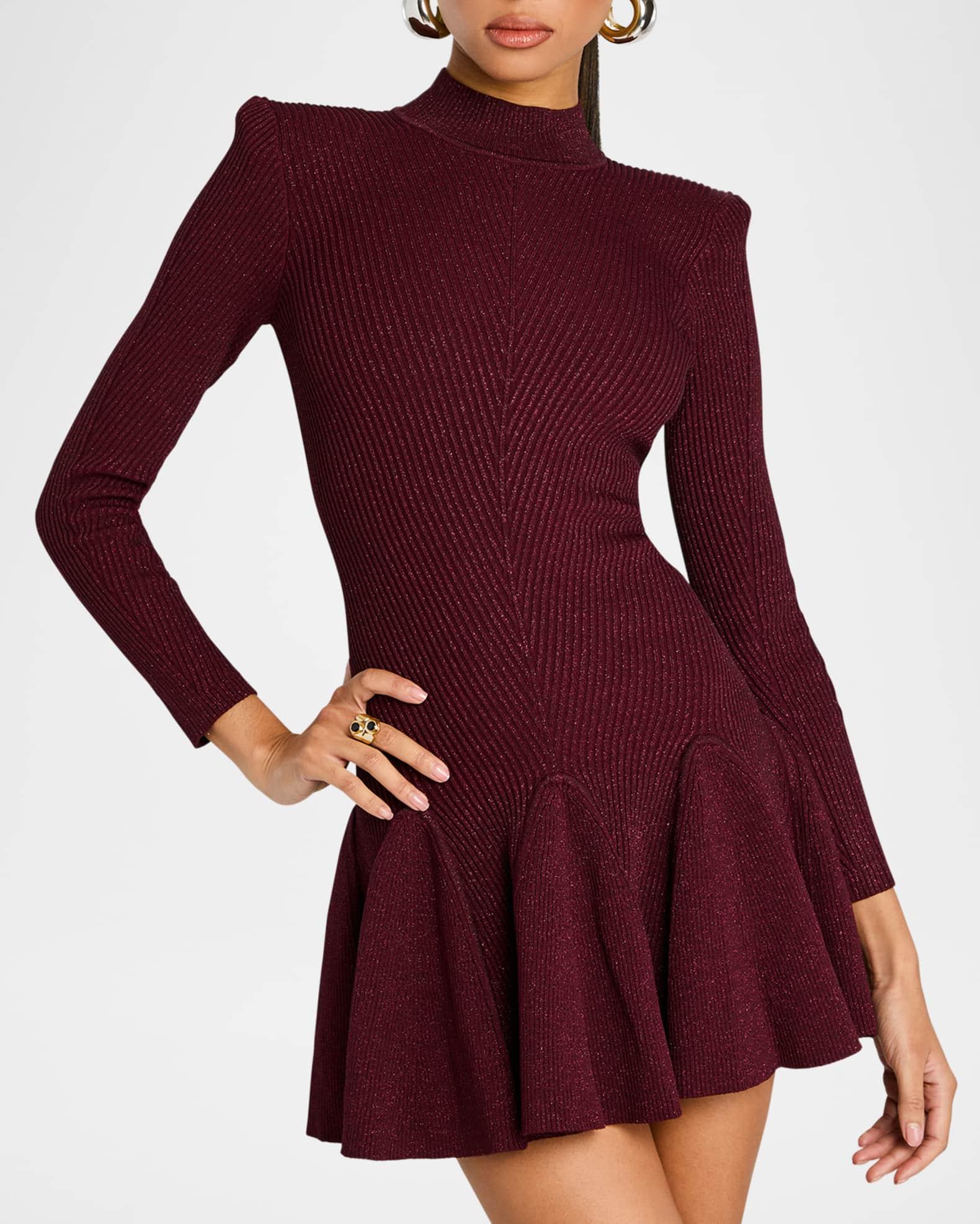 Sydonie Sparkly Knit Mock-Neck Mini Dress Product Image