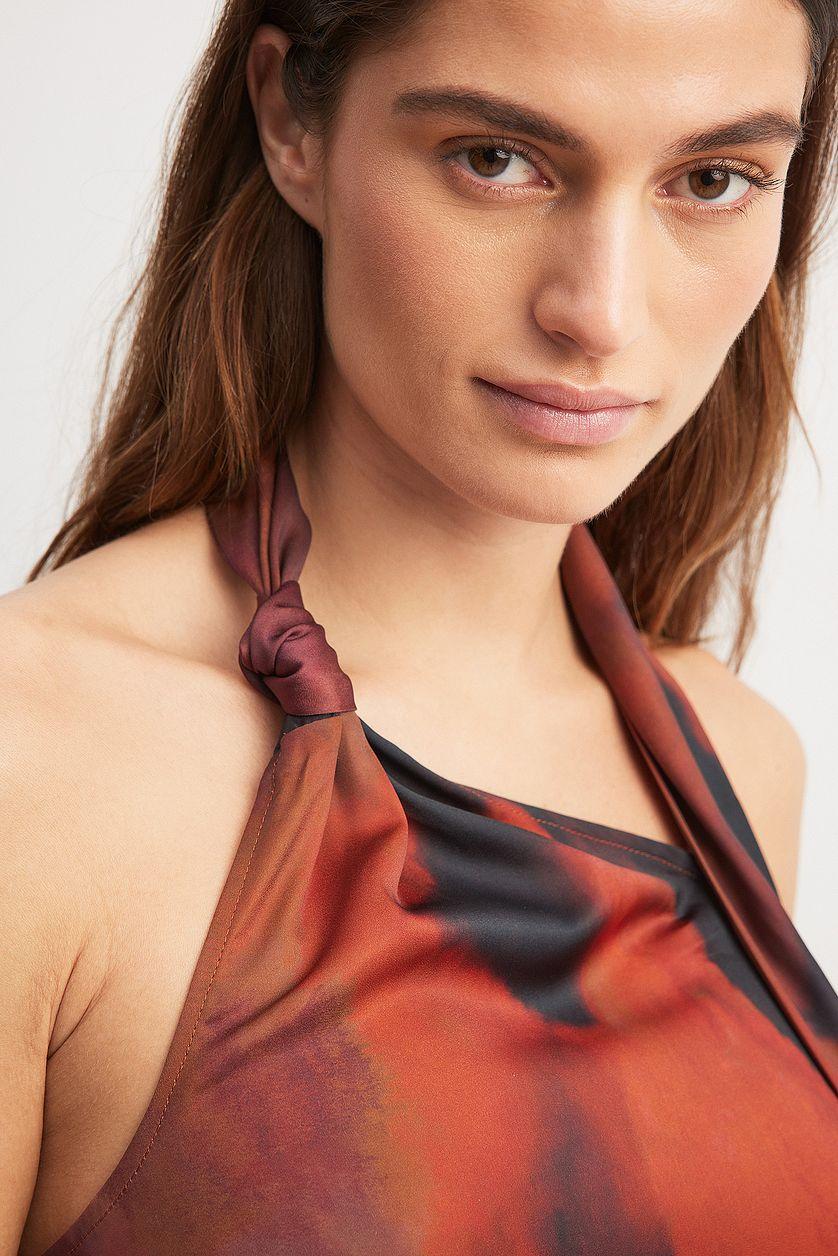 Scarf Detail Printed Top Product Image