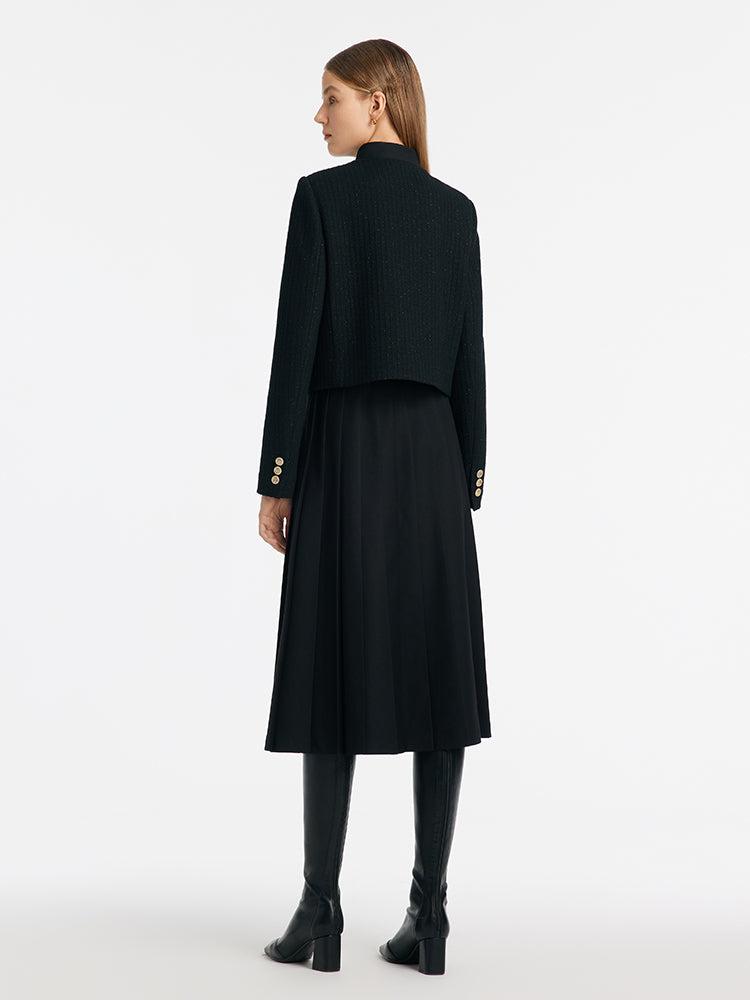 Crop Jacket With Flaps And Half Skirt Two-Piece Suit Product Image