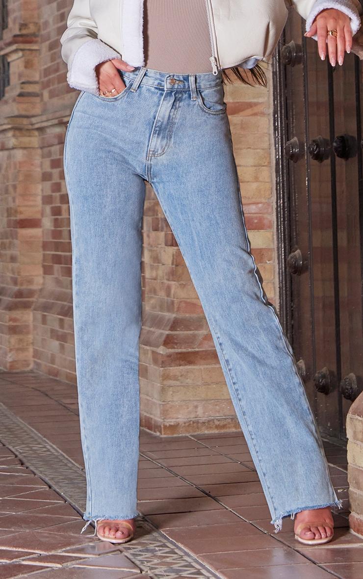 Petite Light Blue Long Leg Straight Jeans Product Image