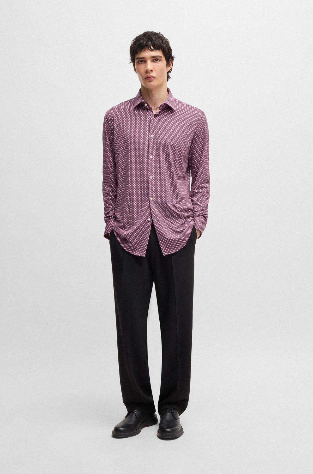 Slim-fit shirt in printed performance-stretch jersey Product Image