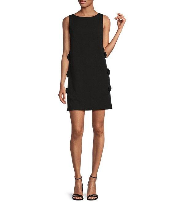 Trina Turk Arlette Crepe Knit Boat Neck Sleeveless Side Bow Dress Product Image