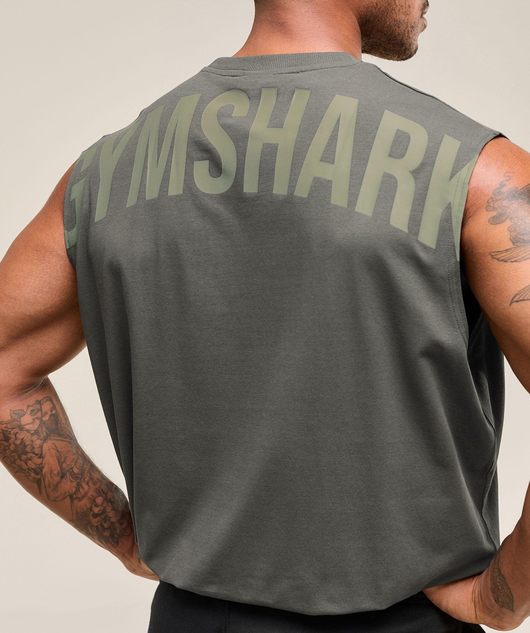 Gymshark Power Cut Off Tank - Strength Green Male Product Image