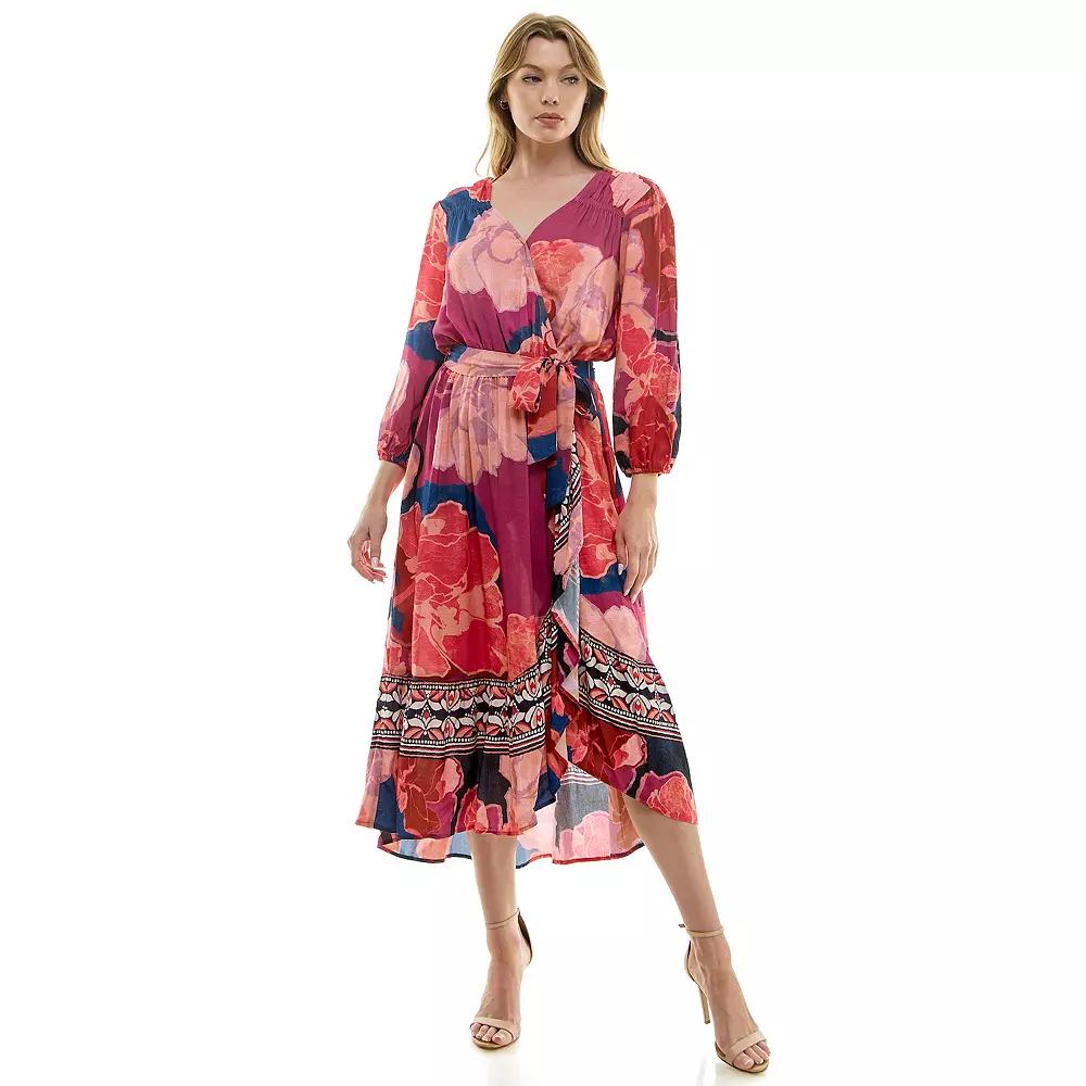 Women's Figueroa & Flower Belted Faux Wrap Maxi Dress,  Product Image