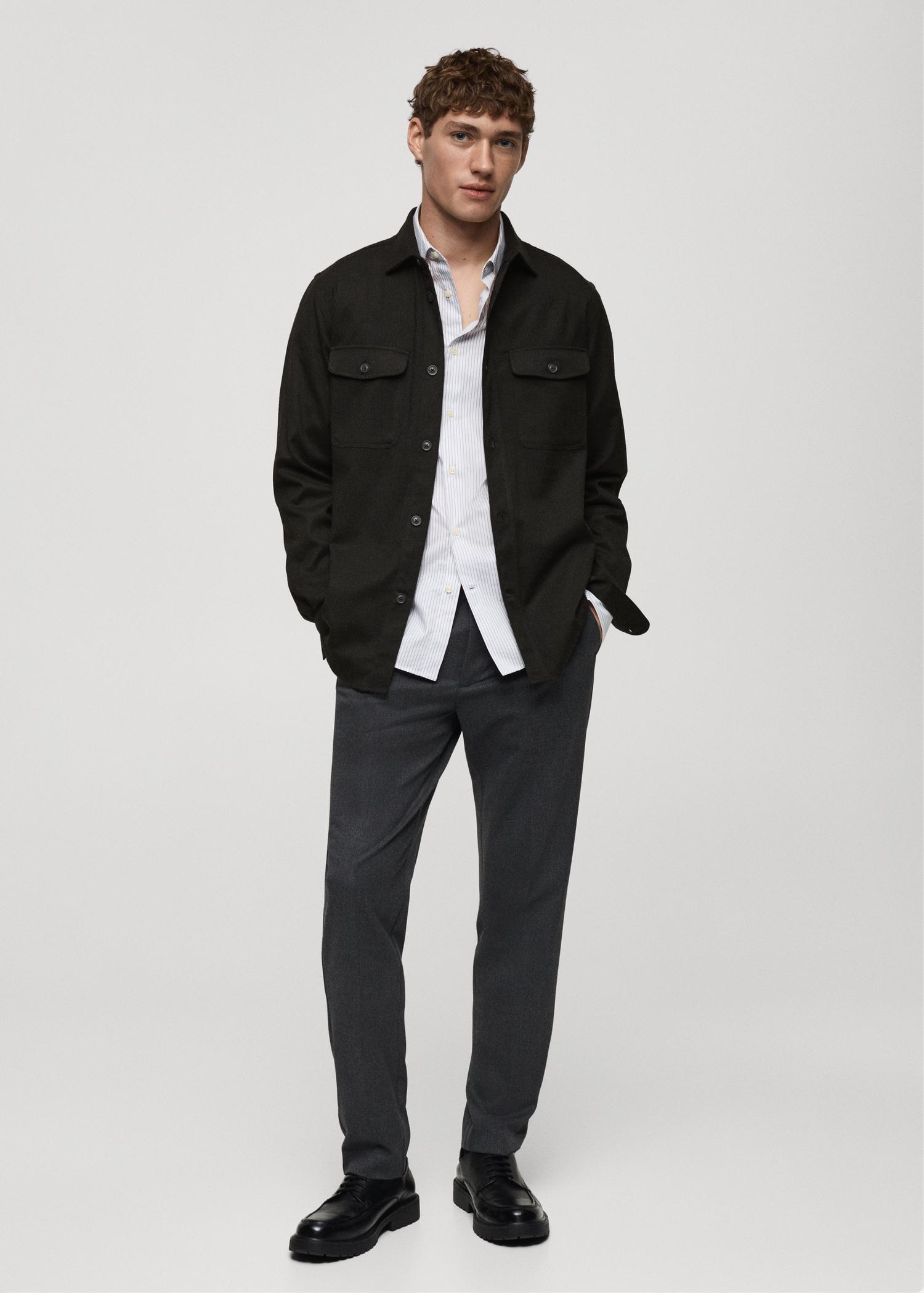 Regular-fit flannel overshirt with pockets - Men | MANGO USA Product Image