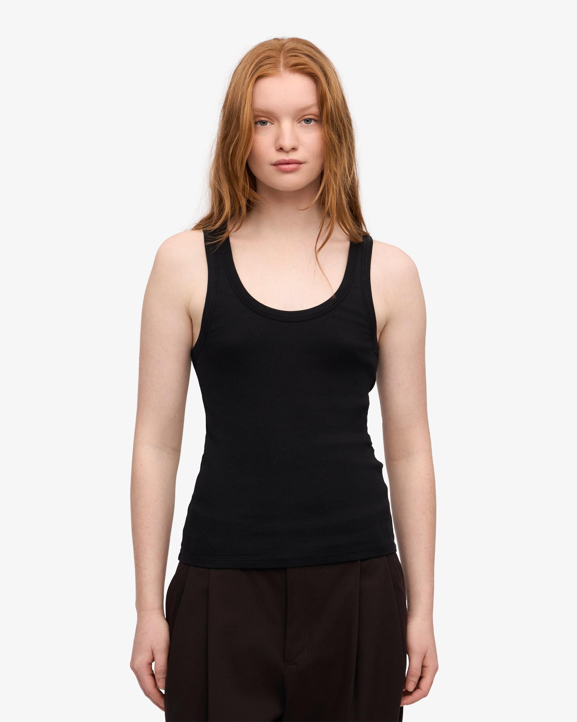 Women Organic Rib Tank Top - Coffee Brown Product Image