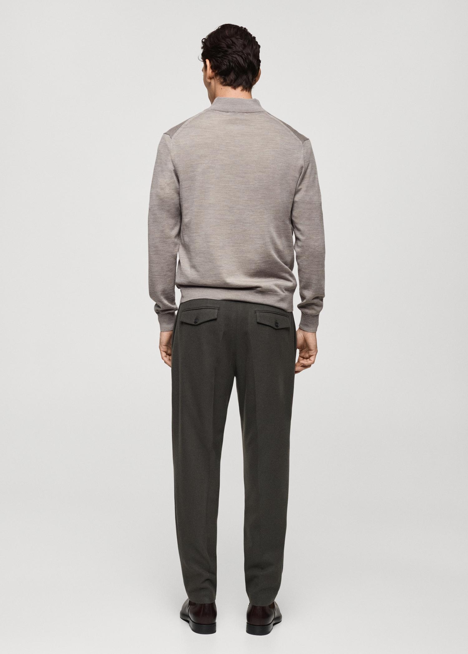 100% merino wool perkins-neck sweater with zipper - Men | MANGO USA Product Image