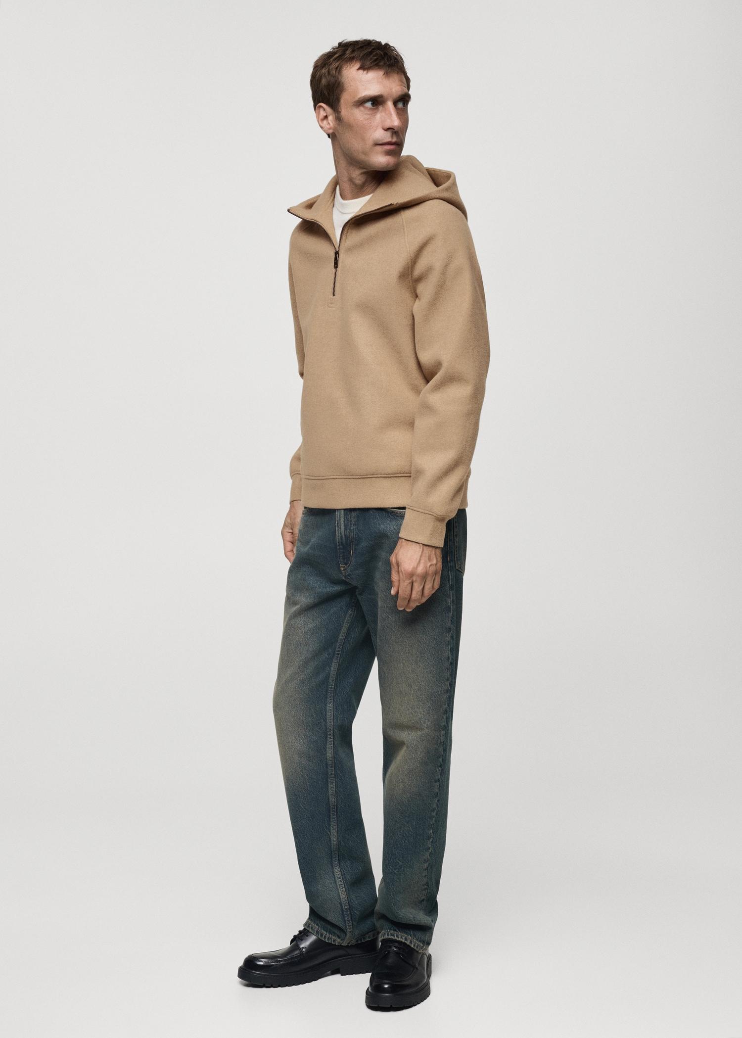 Hooded flannel sweatshirt - Men | MANGO USA Product Image