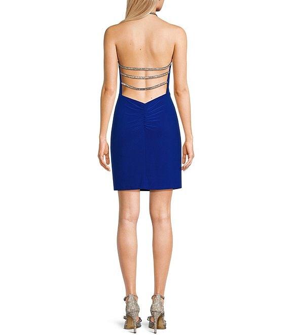 Morgan & Co. Sweetheart Sleeveless Rhinestone Straps Short Cocktail Dress Product Image