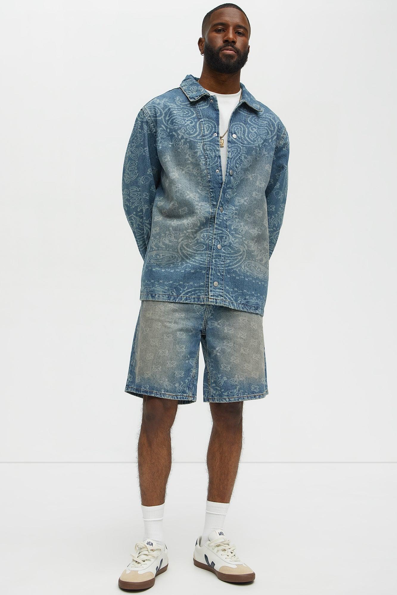 Paisley Last Relaxed Denim Shorts - Medium Blue Wash Product Image