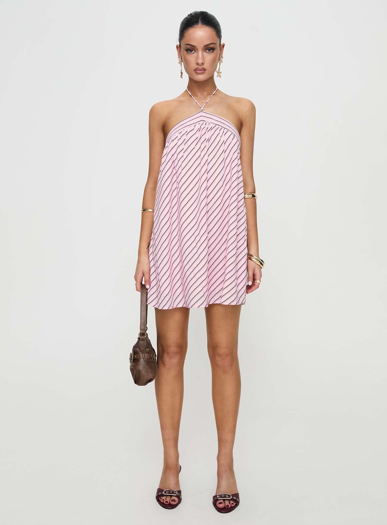 Moonlit Mini Dress Pink Stripe Product Image