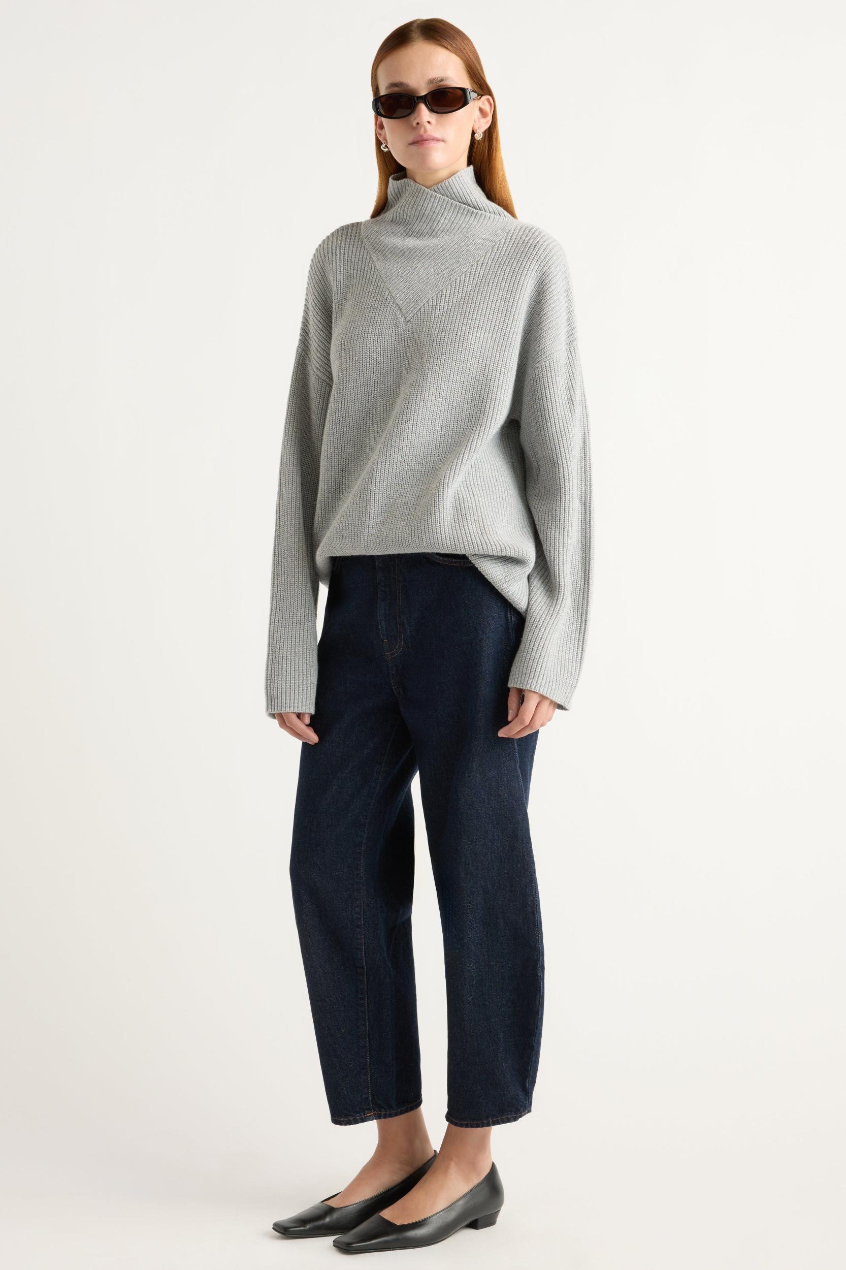 Daria Wrap-Neck Organic Cotton-Wool Sweater Product Image