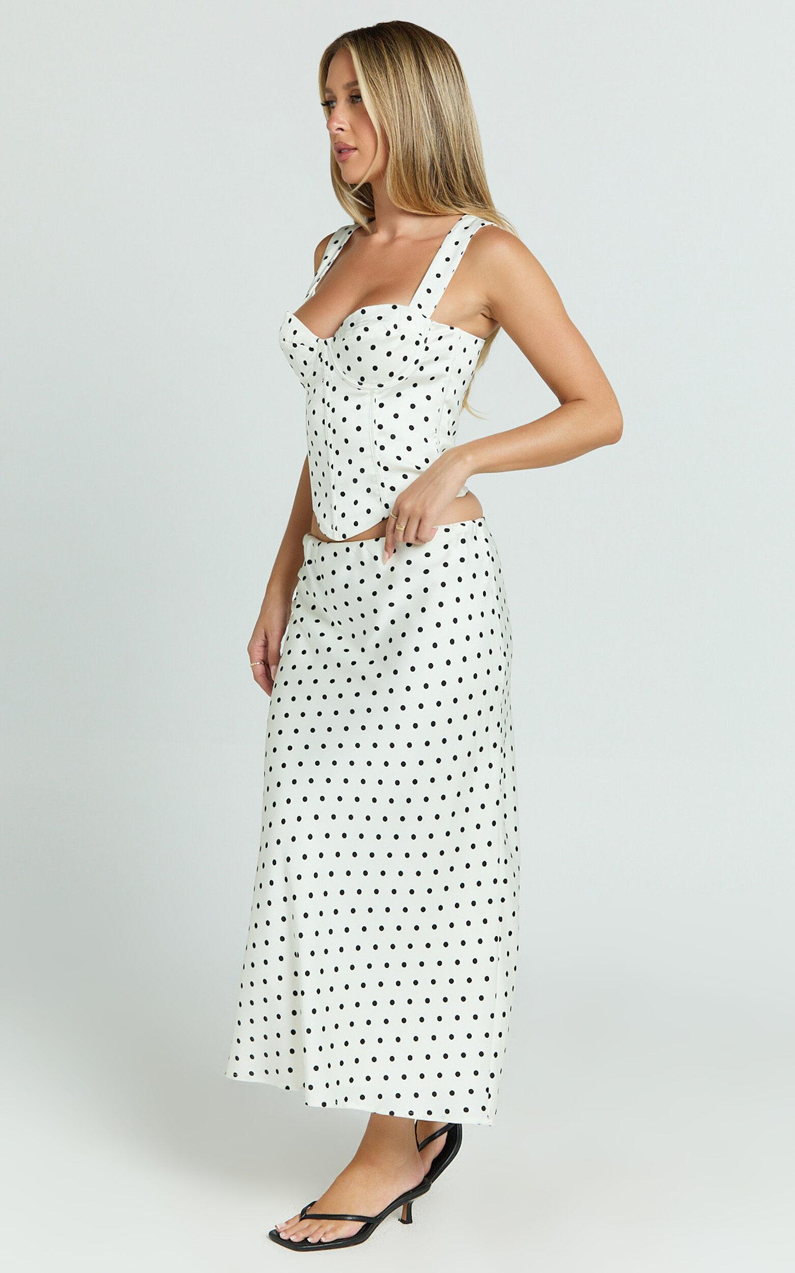 Runaway The Label - Karlita Midi Skirt in White Polka Product Image