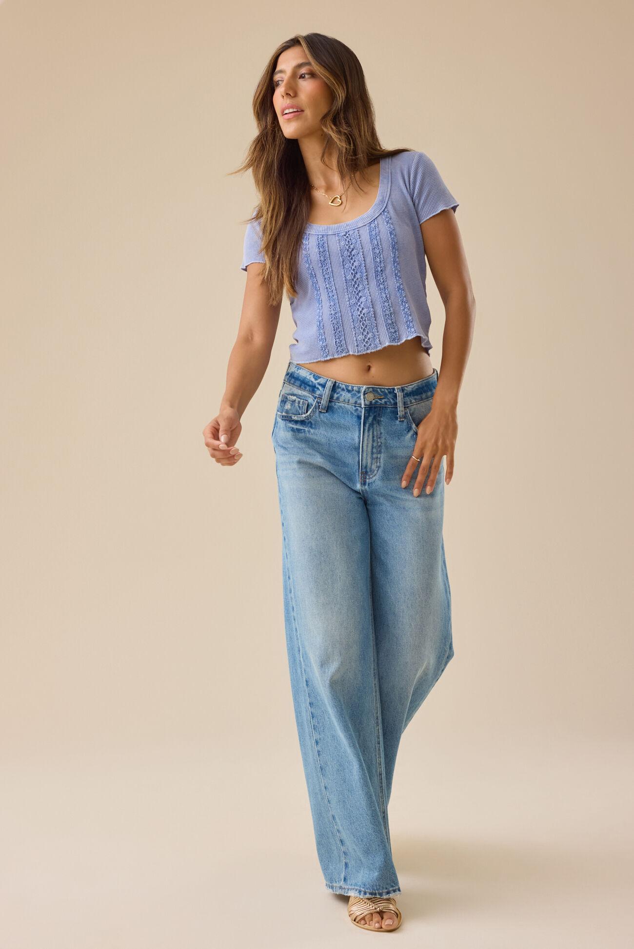 Camry Cropped Lace Trim Top Product Image