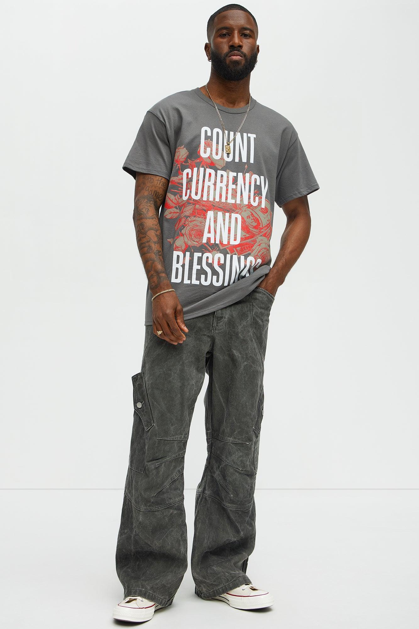 Count Currency And Blessings Short Sleeve Tee - Charcoal Male Product Image