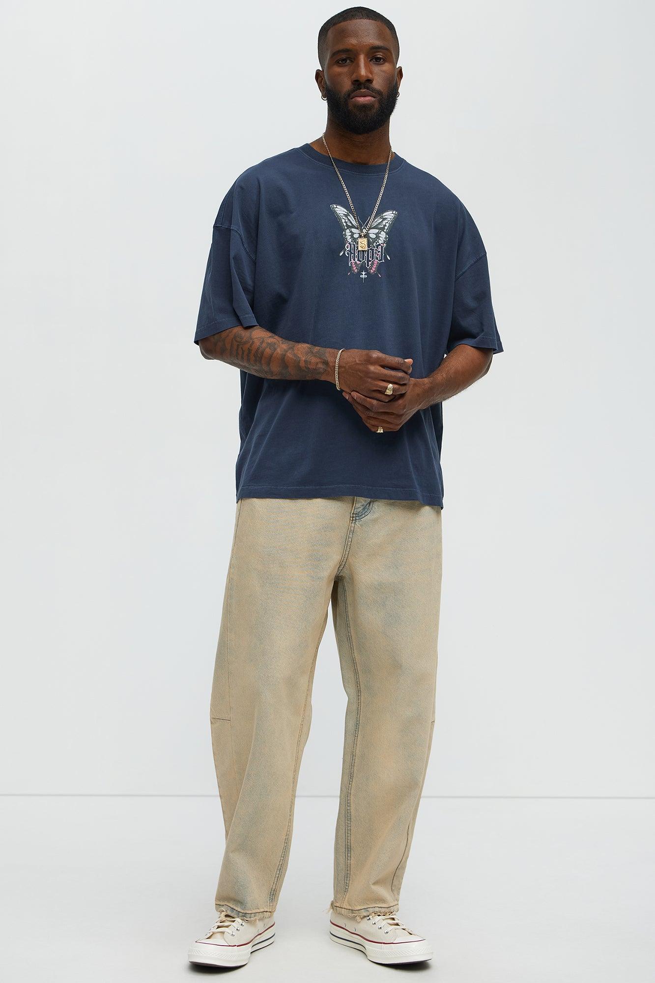 Butterfly Of Hope Oversized Short Sleeve Tee - Navy Male Product Image