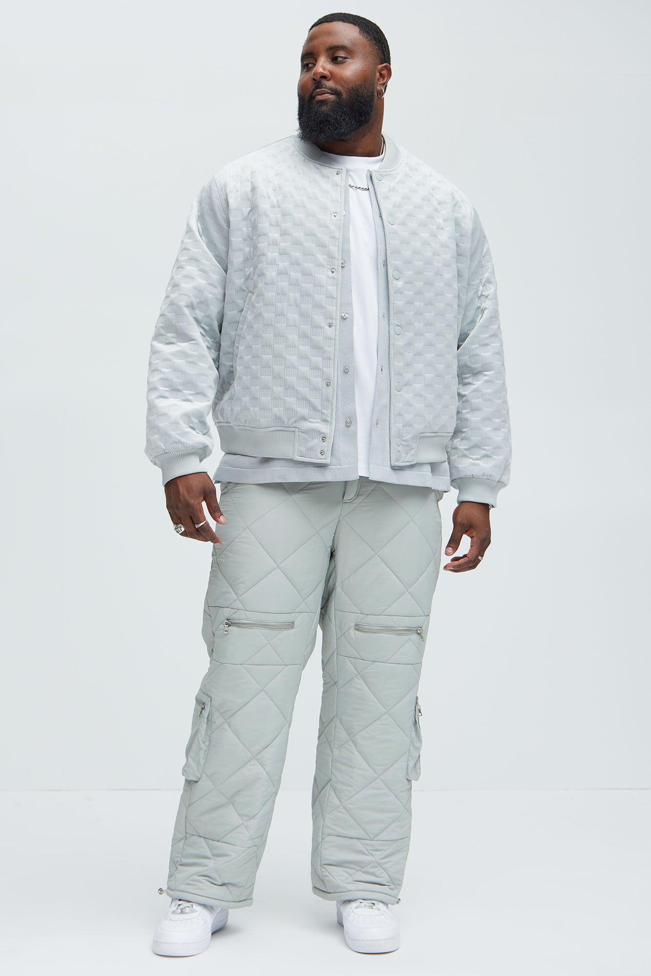 Dayton Straight Quilted Cargo Pants - Grey Product Image